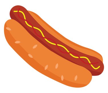 Sosisli sandviç, illüstrasyon, beyaz arkaplan vektörü.