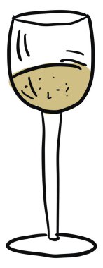 Bardakta beyaz şarap, resimleme, beyaz arkaplanda vektör.