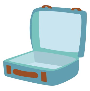 Bavulu aç, illüstrasyon, beyaz arkaplanda vektör.