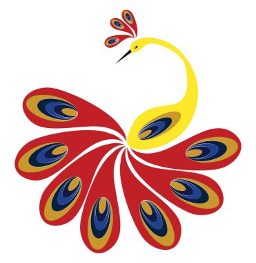 Tavus kuşu, illüstrasyon, beyaz arka plan üzerinde vektör.