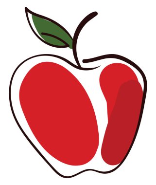 Kırmızı elma, illüstrasyon, beyaz arkaplanda vektör.