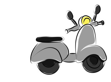 Gri scooter, illüstrasyon, beyaz arkaplanda vektör.