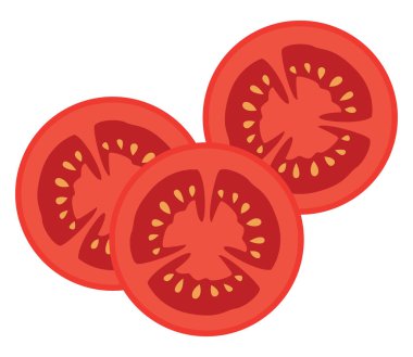 Domates dilimleri, illüstrasyon, beyaz arkaplanda vektör.