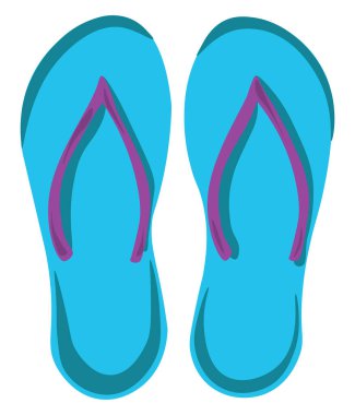 Mavi parmak arası terlikler, illüstrasyon, beyaz arkaplanda vektör.