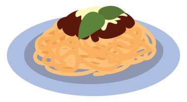 Spaghertti bolonez, illüstrasyon, beyaz arkaplanda vektör.