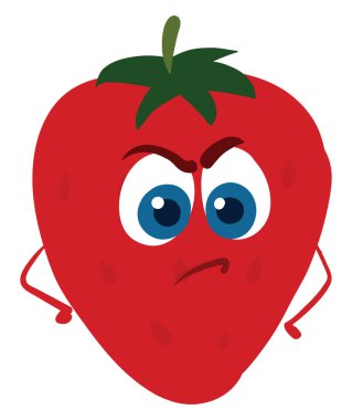 Kızgın çilek, illüstrasyon, beyaz arka plan vektör.