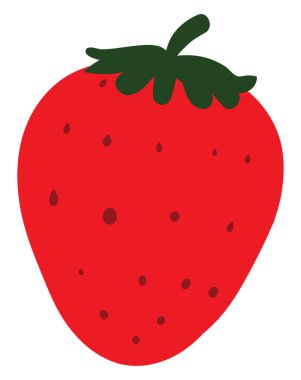 Düz çilek, illüstrasyon, beyaz arkaplanda vektör.