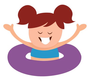 Yüzen kız, illüstrasyon, beyaz arkaplanda vektör.