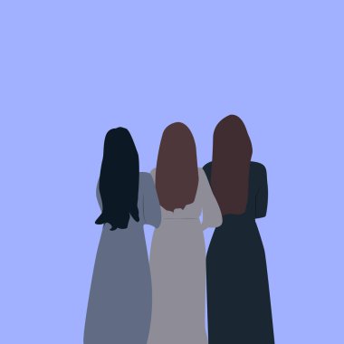 Kadınlar geri, illüstrasyon, beyaz arkaplan vektörü.