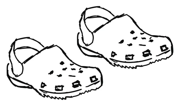 Crocs sketch, illustration, vector on white background. — ストックベクタ