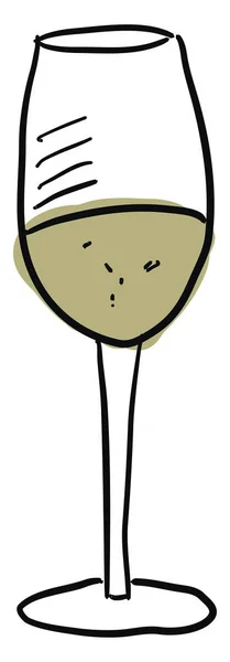 Weißwein im Glas, Illustration, Vektor auf weißem Hintergrund. — Stockvektor