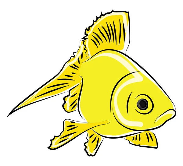 Yellow fish, illustration, vector on white background. — Stock Vector