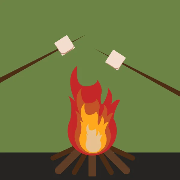 Vuur in het bos, illustratie, vector op witte achtergrond. — Stockvector