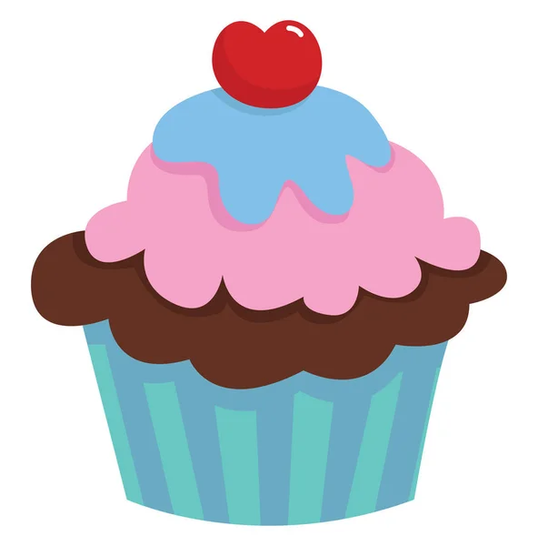 Cupcake sucré, illustration, vecteur sur fond blanc . — Image vectorielle