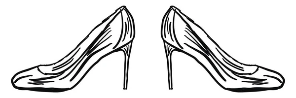 妇女高跟鞋的画图，图例，白色背衬上的矢量 — 图库矢量图片