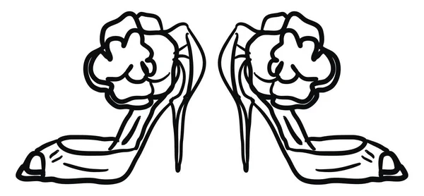 Zapatos de niña con rosa, ilustración, vector sobre fondo blanco . — Archivo Imágenes Vectoriales