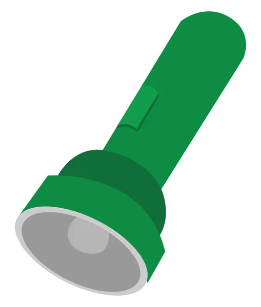 Green flashlight, illustration, vector on white background. — Stock Vector