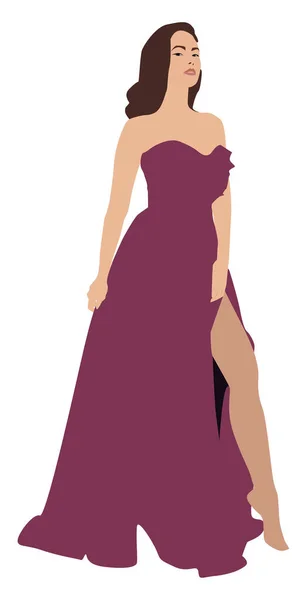 紫のドレスの女の子,イラスト,白い背景のベクトル. — ストックベクタ