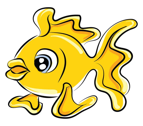 Yellow fish, illustration, vector on white background. — Stock Vector