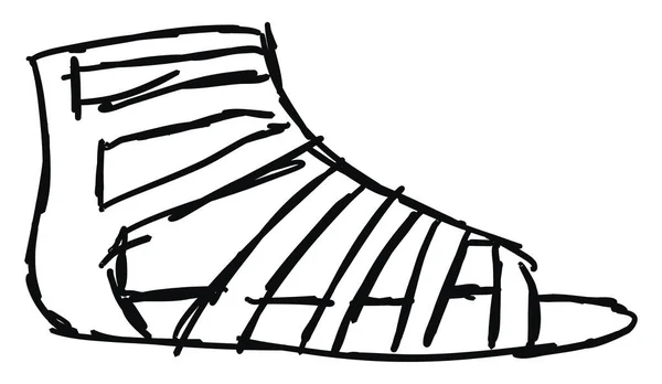 Gladiator shoes sketch, illustration, vector on white background — ストックベクタ