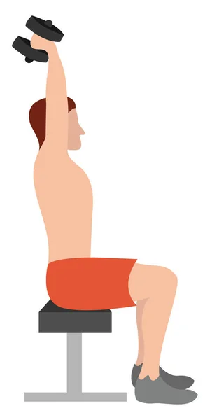 Man in de sportschool, illustratie, vector op witte achtergrond. — Stockvector