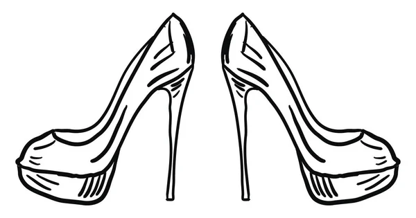 女鞋草图，插图，白色背景上的矢量. — 图库矢量图片