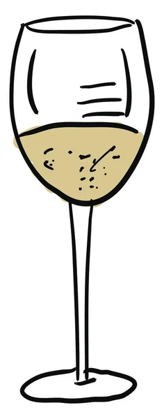 White wine in glass, illustration, vector on white background. — ストックベクタ