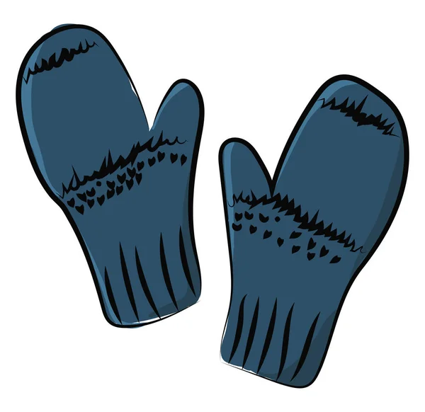 Blue mittens, illustration, vector on white background. — Stock Vector