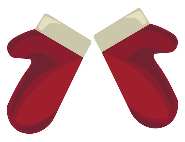 Red mittens, illustration, vector on white background. — ストックベクタ