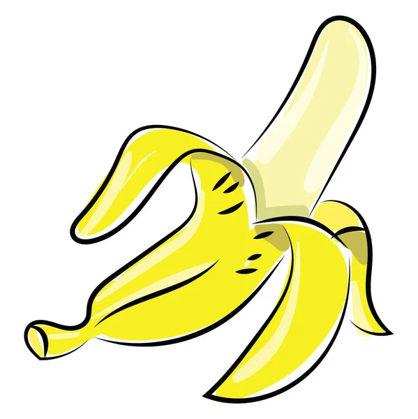 Open banana, illustration, vector on white background. — ストックベクタ