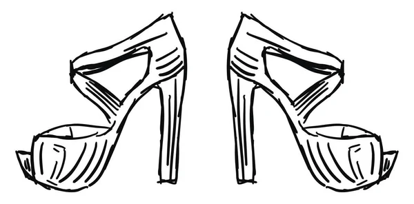 Öppna skor skiss, illustration, vektor på vit bakgrund. — Stock vektor