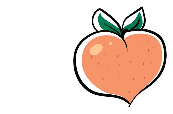 Peach in shape of heart, illustration, vector on white backgroun — Stock Vector