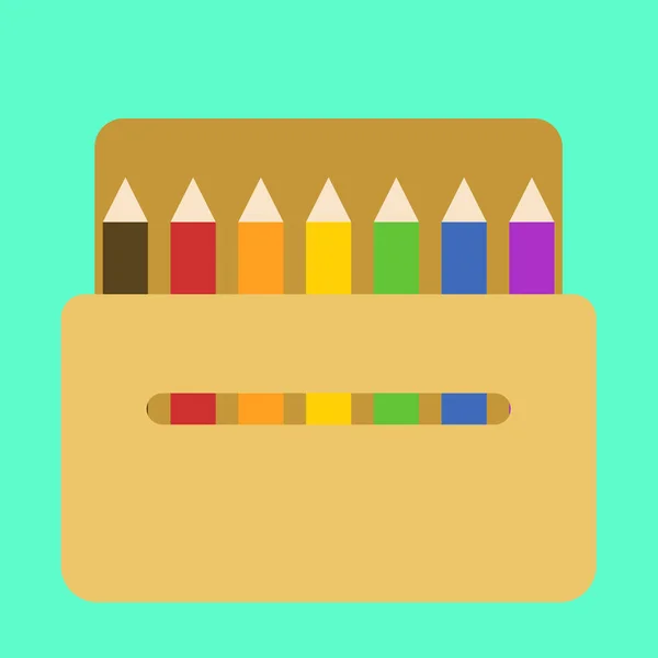 Crayons en boîte, illustration, vecteur sur fond blanc . — Image vectorielle