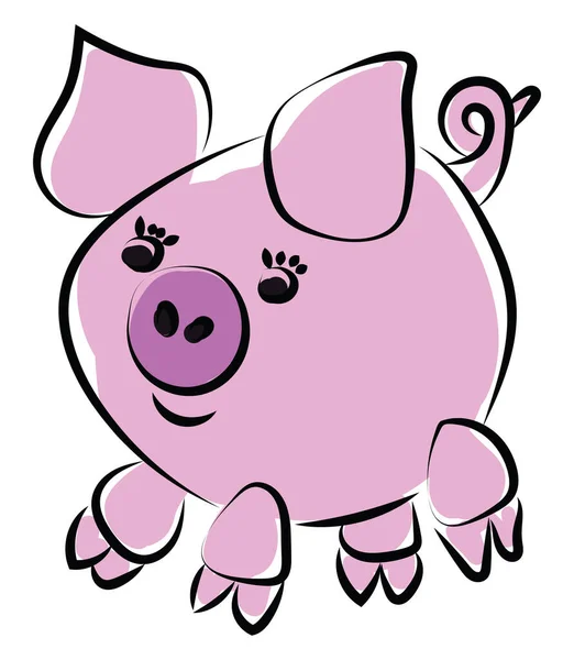 Pink pig, illustration, vector on white background. — Stock Vector
