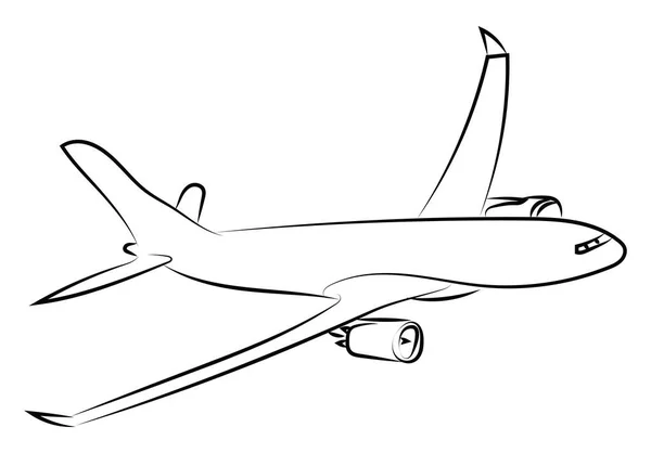Plane sketch, illustration, vector on white background. — Stock Vector