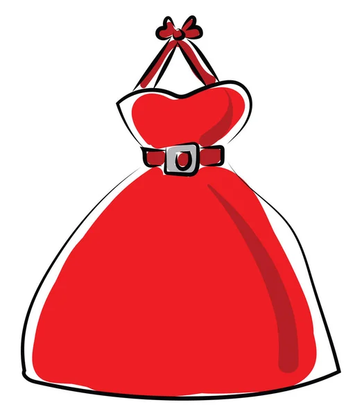 Červené šaty, ilustrace, vektor na bílém pozadí. — Stockový vektor