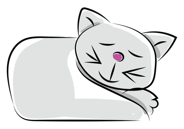 Gatto dormiente, illustrazione, vettore su sfondo bianco . — Vettoriale Stock