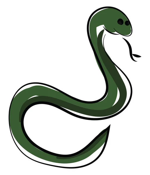 녹색 뱀, 그림, 흰색 배경 위의 벡터. — 스톡 벡터
