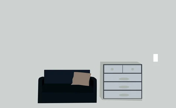 Sofá y un armario, ilustración, vector sobre fondo blanco . — Archivo Imágenes Vectoriales