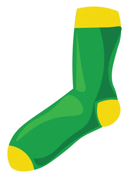 Green sock, illustration, vector on white background. — Stock Vector