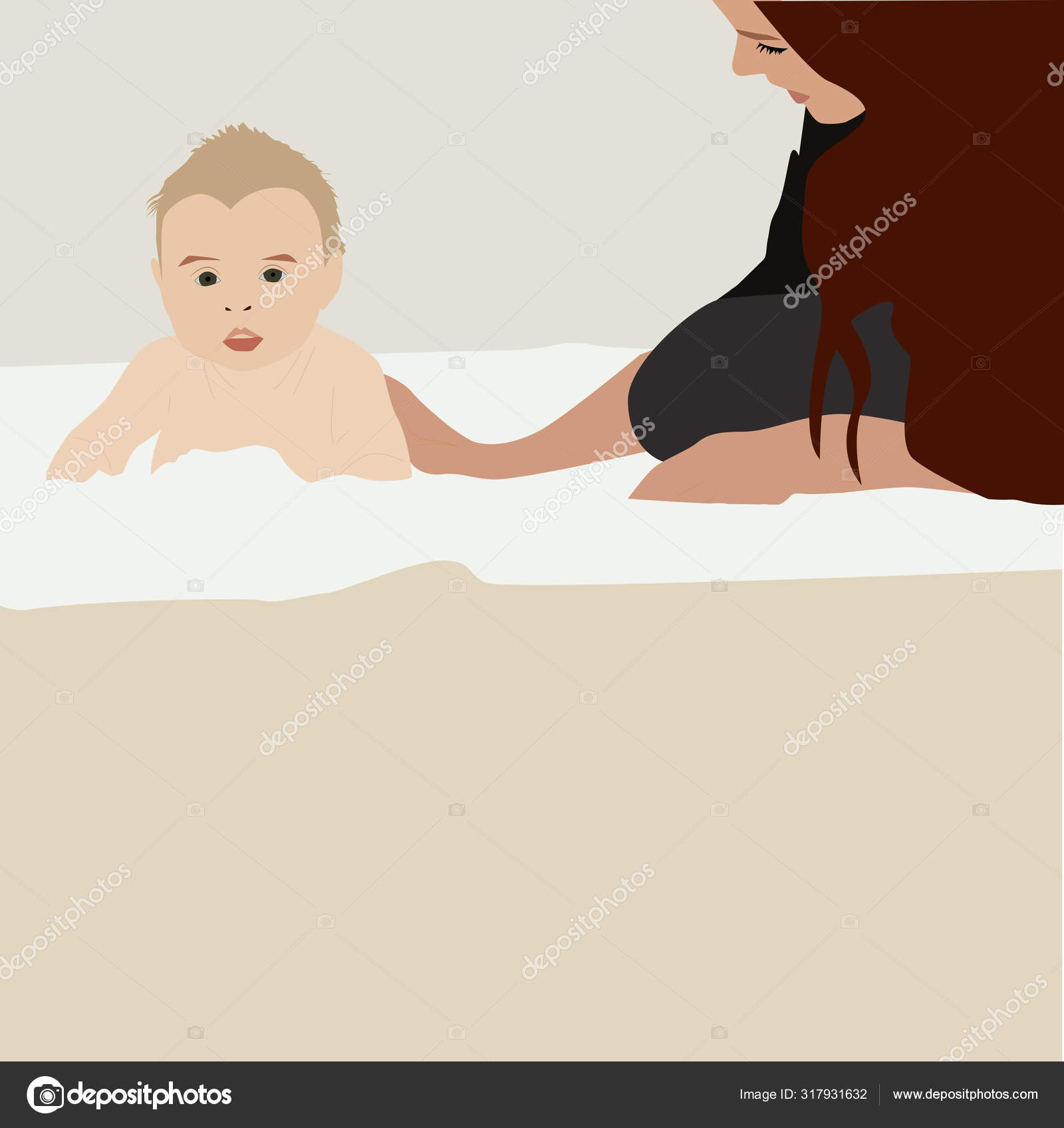 Baby auf dem Boden, Illustration, Vektor auf weißem ...