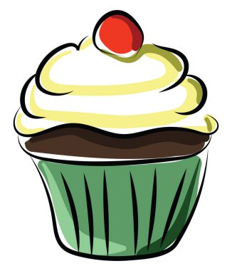 Cupcake, illüstrasyon, beyaz arka plan üzerinde vektör.