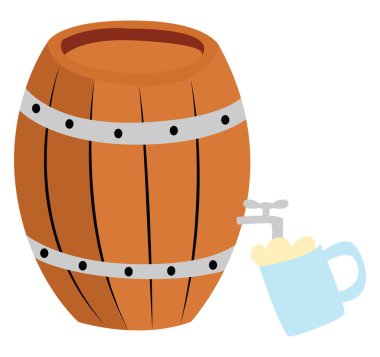 Bira fıçısı, illüstrasyon, beyaz arkaplanda vektör.