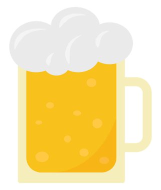 Bardakta bira, illüstrasyon, beyaz arkaplanda vektör.