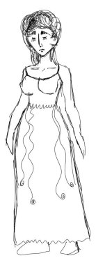 Beyaz arkaplanda sevimli karakter çizimi, illüstrasyon, vektör.