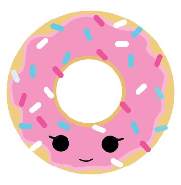 Pembe donut, illüstrasyon, beyaz arka plan vektör.