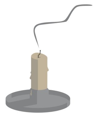 Sönmüş mum, illüstrasyon, beyaz arkaplanda vektör.