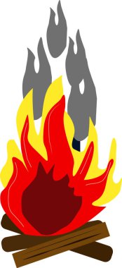 Büyük şenlik ateşi, illüstrasyon, beyaz arka planda vektör.