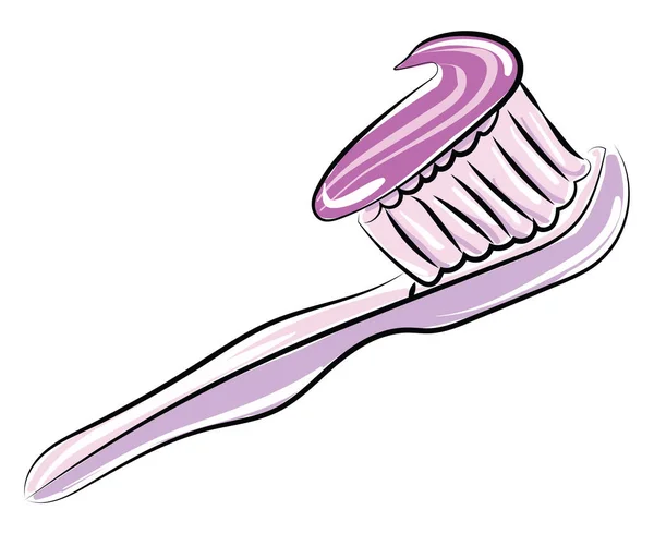 Pasta de dientes en el cepillo de dientes, ilustración, vector en el fondo blanco — Vector de stock