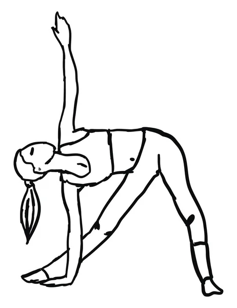 Meisje doet yoga, illustratie, vector op witte achtergrond. — Stockvector